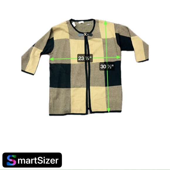 Birch NY NWT Tan Black Plaid Acrylic Cardigan Sweater Front Clasp Closure Sz 3X - Picture 7 of 9